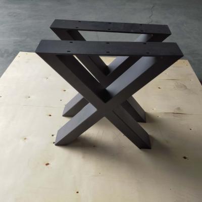 China Furniture Base Part Metal Table Legs Sturdy Table  Black Powder Coating for sale