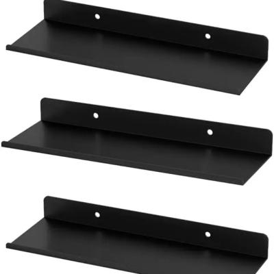 China Carbon Steel Versatile Floating Shelves Wall Mounted Metal Wall Shelf with Lip Book Storage Stand Bracket for sale