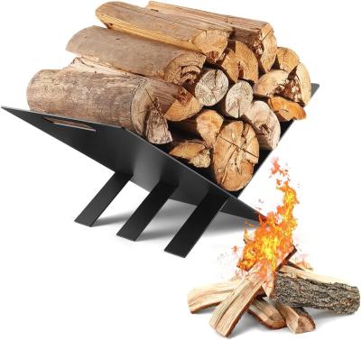 China Fireplace Wood Storage Frame Bracket Black Power Coating Indoor Log Holder for Outdoor for sale