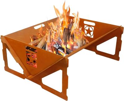 China Black Metal Fire Pit BBQ Stove Outdoor Bonfire Weathering Steel Wood Burning Fireplace for sale