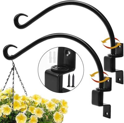 China Silver Hardware Included 12 Inches Swivel Plant Hangers Outdoor 2 Pack Black Iron Plant Hanging Hook Bracket for sale