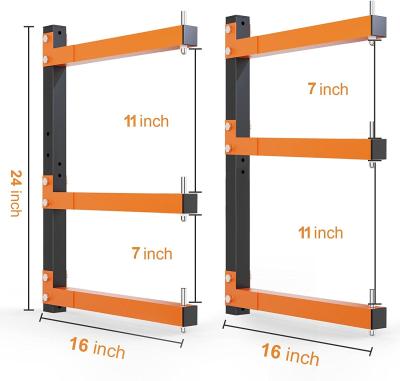 China Wall Mount Heavy Duty Wood Storage Holder Lumber Storage Rack with 6-Level System for sale