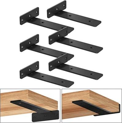 China Black Wooden Hidden Floating Metal Wall Mount Shelf Bracket with Welding for sale