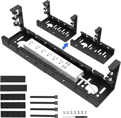 China OEM ODM Steel Desktop Cable Management Tray for Desk Sturdy Under Desk Wire Organizer for sale