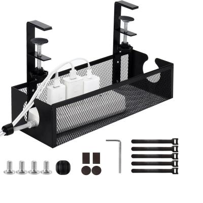 China Under Desk Cable Management Tray 10 Silk Thickness Steel Material with Clamps Included for sale