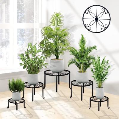 China Metal Flower Pot Stand Black Steel Vintage Powder Coating Plant Pots Planters Rack for sale