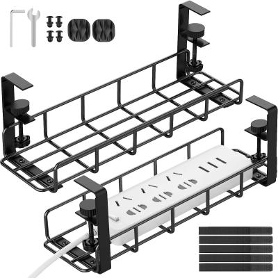 China Under Desk Cable Management Tray No Drill Steel Desk Cable Organizers Wire Management Tray for sale