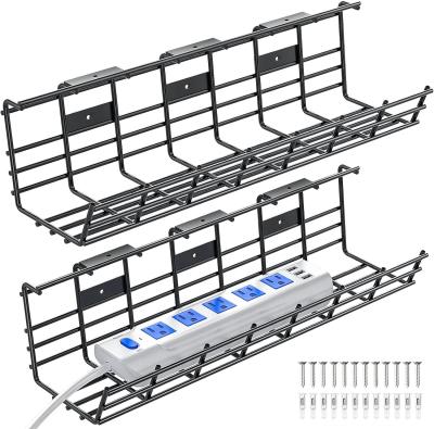 China Metal Fabrication Desk Cable Organizer Metal Wire Cord Management Under Desk Organizer for Office for sale