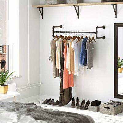 China Wall-Mounted Clothes Rack Industrial Pipe Clothes Hanging Bar for sale