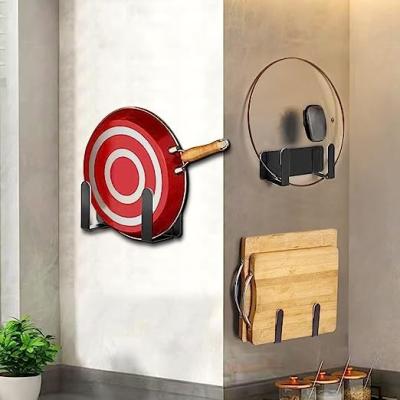 China Wall-Mounted Pot Lid Rack Cutting Board Shelf Pot Cover Storage Rack with Self-Adhesive for sale