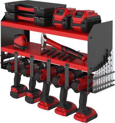 China Extra Large Power Tool Organizer 5 Cordless Drill Holder Charging Station Rack for sale