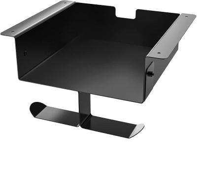 China Single Square Modern 2mm Iron Desk Storage Shelf with Dual Headset Hanger Hook Holder for sale