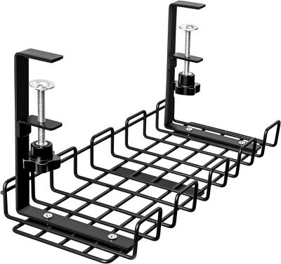 China ISO9001 Rohs CE Under Desk Cable Management Tray 2 Packs C Clips Basket Cord Organizer Bracket for sale