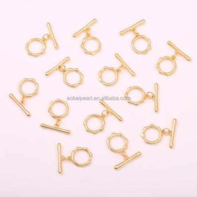 China Popular 18K Gold Plated Copper OT Toggle Clasp, DIY Material, Wavy, Suitable for Jewelry Making, Necklace and Bracelet AccessoriesETS-K709 for sale