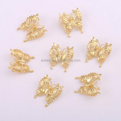 China Popular Butterfly 18k Gold Plated Copper Filigree Pendant, Necklace Accessories, Jewelry Connectors, Fashionable Women.ETS-K707 for sale