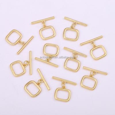 China Popular fashion OT rectangular toggle buckle, double ring, jewelry connector, vintage 18K gold plated wholesale clasp, ETS-K702 for sale