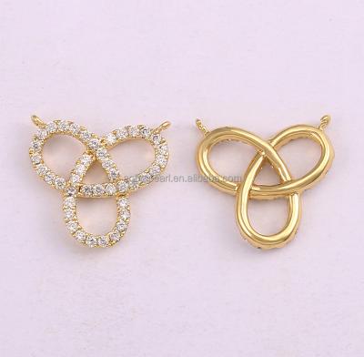 China Fashion Popular Luxury Classic Design 18K Gold Plated Clover Pendant, Necklace Connector, Zircon, Ladies Jewelry, ETS-K691 for sale