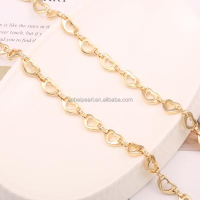 China Popular 18K Gold Hollow Love Heart Link Chain For Jewelry Making, New Design, Jewelry Findings, DIY Jewelry Material, ETS-K573 for sale