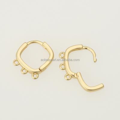 China Popular 18K Gold Earring Hoops with 3 Dangling Holes for Jewelry Making, Jewelry Findings, Handmade DIY Earring Accessories, ETS-K517 for sale