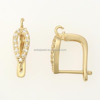 China Popular 18K Gold Zircon Leverback Earring Hoops For Jewelry Making, Jewelry Findings, DIY Handmade Earring, ETS-K515 for sale