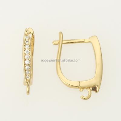 China Popular 18K Gold Zircon Leverback Earring Hoops For Jewelry Making,Handmade DIY Earring Accessories,ETS-K514 for sale