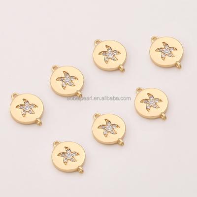 China Popular 18K CZ Gold Plated Starfish Connector Pendant, Used for Jewelry Making, Jewelry Finding, DIY Material Pendant, ETS-K420 for sale