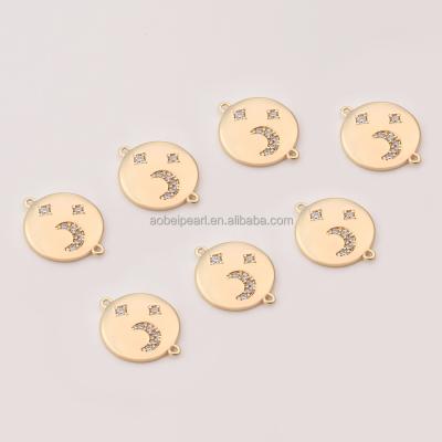 China Popular 18K Gold Plated Moon and Star Connector Pendant, Used for Jewelry Making, Jewelry Finding, DIY Jewelry Material, ETS-K417 for sale