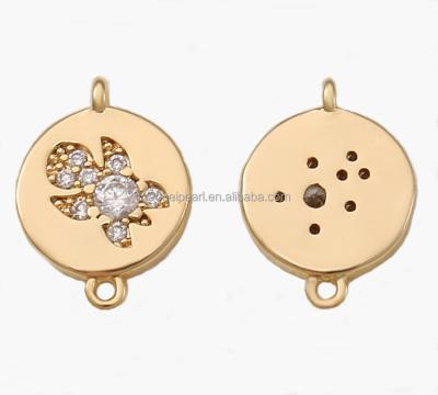 China Popular 18K Gold Plated Round CZ Turtle Disc Charm for Jewelry Making, Jewelry Findings, DIY Jewelry Material, ETS-K379 for sale