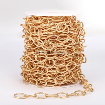 China Popular 18K Gold Plated Chunky Texture Oval Link Chain for Jewelry Making, Jewelry Findings, DIY Jewelry Material, ETS-K362 for sale