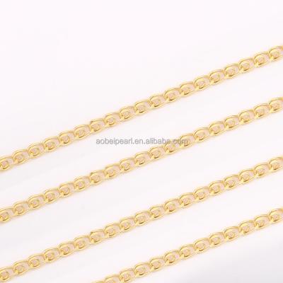 China Popular Gold Plated 18K Roller Link Chain For Jewelry Making, Jewelry Findings, DIY Jewelry Material, ETS-K317 for sale