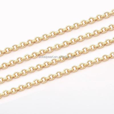 China Popular 18K Gold Round Cable Chain Link For Jewelry Making, Jewelry Findings, DIY Jewelry Material, ETS-K247 for sale