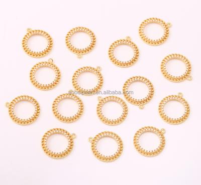 China Popular 18K Gold Plated Jewelry Making Step Charms, Circle Pendant, Zircon, Ring, Jewelry Finding, Accessories, ETS-K687 for sale