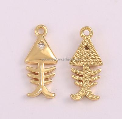 China Popular 18K Gold Plated Copper Fish Bone Pendant, Jewelry Making, Animal Charms, Bulk Wholesale, Gifts, Bohemian Style.ETS-K683 for sale