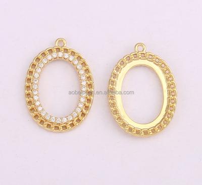 China Popular Hollow Oval 18K Gold Plated Copper Pendant, Used for Jewelry Making, Zircon, DIY Materials, Fashion Accessories.ETS-K681 for sale