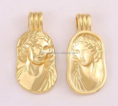 China Popular ETS-K674, Jewelry Pendants, Necklace Accessories, 18K Gold Plated Bronze Portrait Charm, Greek Coin Medals, Bohemian Style. for sale