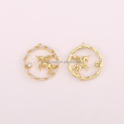 China Popular ETS-K659, Jewelry, DIY Materials, 18K Gold Plated Charms, Zircon, Fairy Tales, Flight, Wings, Unicorn Pendants, for sale