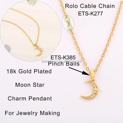 China Popular ETS-K649,18K CZ moon small gold plated pendant, jewelry making, DIY materials, fashion, necklace accessories. for sale