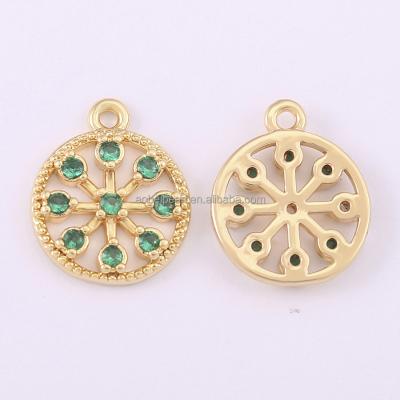 China Popular 18K Gold Plated Round Inlaid Emeralds Are Used For Making Pendants, DIY Materials, Suitable For All People.ETS-K606 for sale