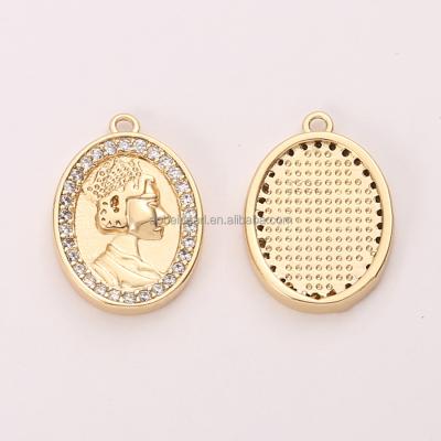 China Popular 18K Gold Plated Elizabeth Medallion Pendants For Jewelry Making, Jewelry Findings, DIY Jewelry Material, ETS-K456 for sale