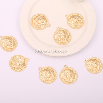 China Popular 18K 3D Gold Plated Lion Medallion Pendants For Jewelry Making, DIY Jewelry Material, Dropshipping, ETS-K453 for sale