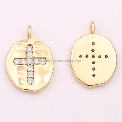 China Popular 18K Gold Plated CZ Cross Charm For Jewelry Making, Jewelry Findings, DIY Jewelry Material, ETS-K267 for sale