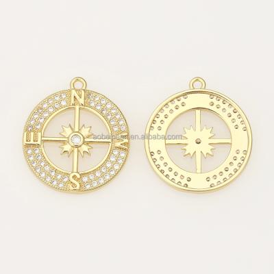 China Popular 18K Gold Plated CZ Compass Charm Pendant For Jewelry Making, Jewelry Findings, DIY Jewelry Material, Dropshipping ETS-K500 for sale