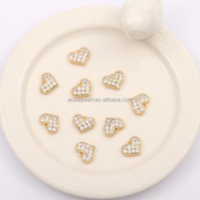 China Popular 18K Gold Plated CZ Heart Charm For Jewelry Making, Jewelry Findings, DIY Jewelry Material, ETS-K316 for sale