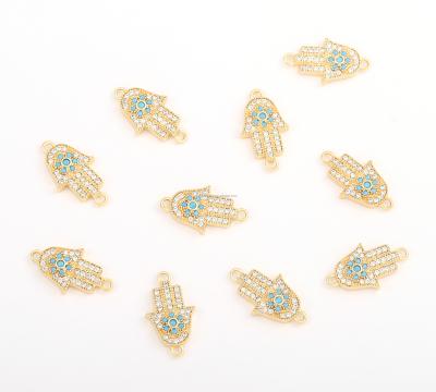 China Popular 18K Gold Plated CZ Hamsa Charm for Jewelry Making, Jewelry Findings, DIY Jewelry Material, ETS-K328 for sale