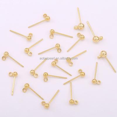 China Popular 18k Gold 2mm Ball Stud Earrings, 1.5mm Holes, Used In Jewelry Making, DIY Material.Suitable For Everyone, ETS-K602 for sale