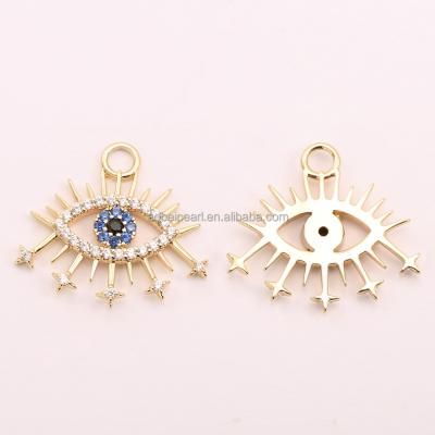 China Popular 18K Gold Zircon Eye Shaped Jewelry Charm Making, Cute and Delicate, Jewelry Findings, DIY Jewelry Material, ETS-K567 for sale