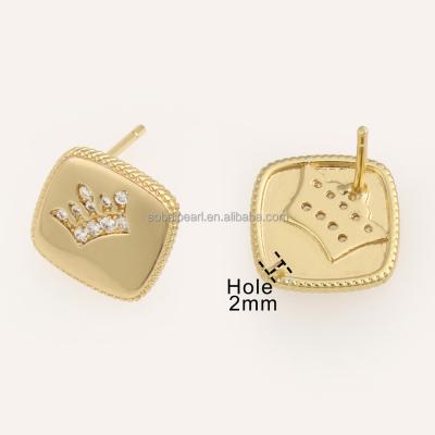 China Popular 18K Gold Plated Crown Diamond Earrings, Jewelry Findings, DIY Jewelry Material, Crafts, Dropshipping, ETS-K463 for sale