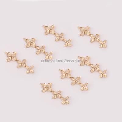 China Popular 18K Gold Plated Three Connected Flower Gold Pendants For Jewelry Making, DIY Jewelry Material, ETS-K450 for sale