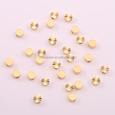 China Popular 18K Gold Plated Copper 3D Round Pendant, Cylindrical Perforated Jewelry, Geometric Charm, DIY Material, Mini Trumpet, ETS-K708 for sale