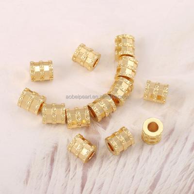 China Popular Gold Filled 18K Spacer Beads, Cylindrical Trendy Wholesale Big Hole, CZ Pave, Jewelry Accessories, DIY Material.ETS-K690 for sale